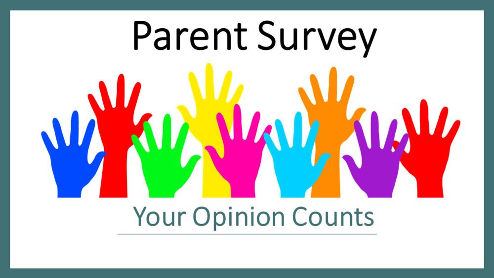  parent survey; your opinion counts with colorful hand images 